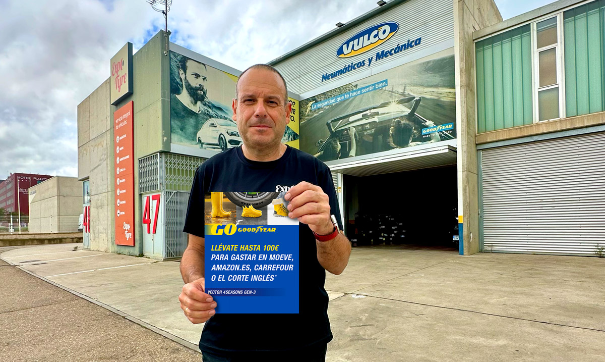 Llévate hasta 100€ en cheques para carburante Moeve, Amazon.es, ECI y Carrefour por la compra de neumáticos Goodyear de Verano, All season o Winter